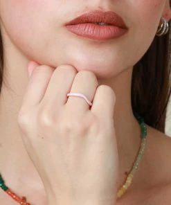 Astrid & Miyu Wave Pink Enamel Ring 10 Astrid & Miyu Wave Pink Enamel Ring