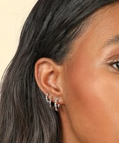 Astrid & Miyu Cosmic Star 11.5mm Hoop In Silver 11 Astrid & Miyu Cosmic Star 11.5mm Hoop In Silver