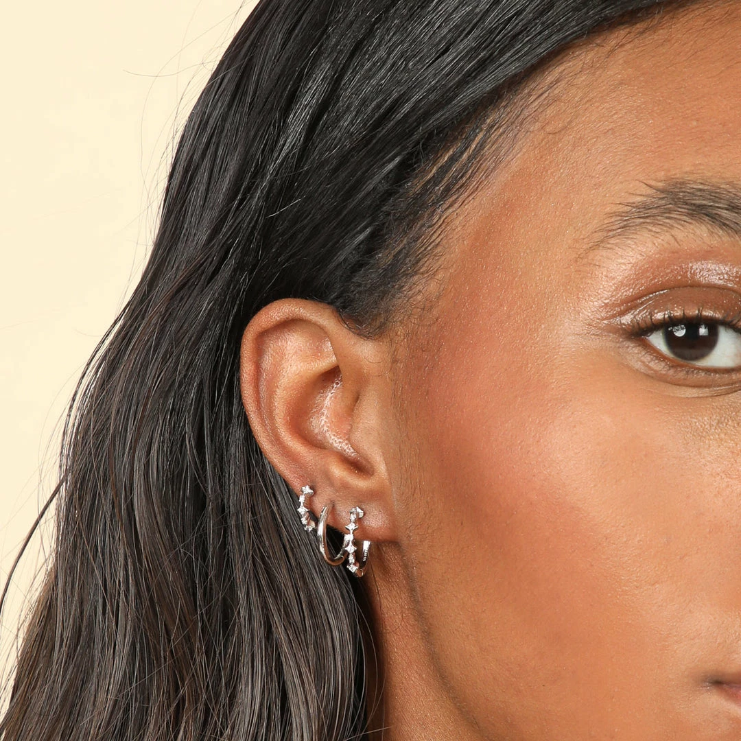 Astrid & Miyu Cosmic Star 11.5mm Hoop In Silver 6 Astrid & Miyu Cosmic Star 11.5mm Hoop In Silver