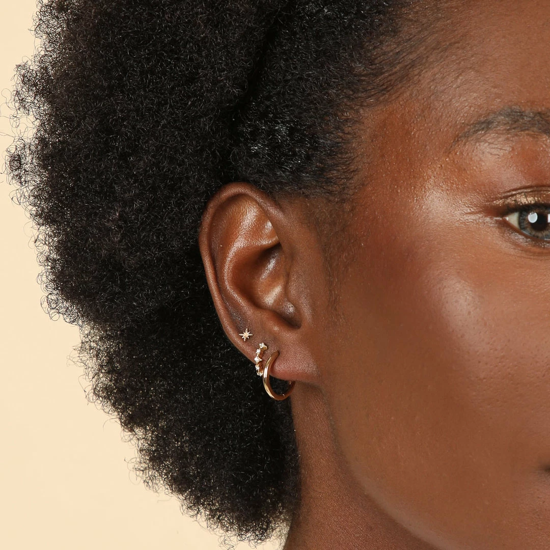 Astrid & Miyu Cosmic Star 8mm Hoop In Gold New In 6 Astrid & Miyu Cosmic Star 8mm Hoop In Gold New In