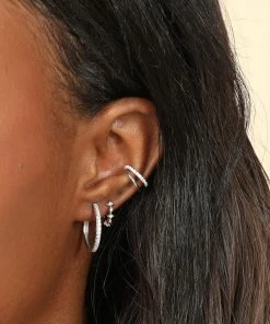 Astrid & Miyu Cosmic Star 8mm Hoop In Silver 11 Astrid & Miyu Cosmic Star 8mm Hoop In Silver