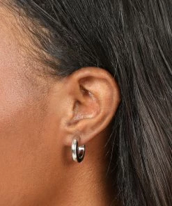 Astrid & Miyu Bold Medium Hoops In Silver 10 Astrid & Miyu Bold Medium Hoops In Silver