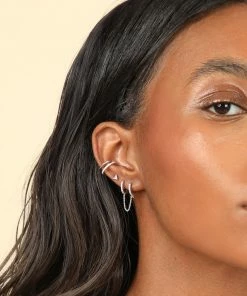 Astrid & Miyu Chain Link Huggies In Silver New In