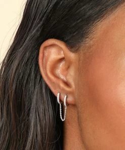 Astrid & Miyu Chain Link Huggies In Silver New In