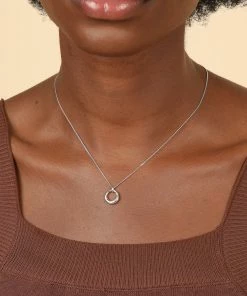 Astrid & Miyu Bold Halo Pendant Necklace In Silver