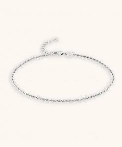 Astrid & Miyu New In Rope Chain Anklet In Silver