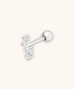 Astrid & Miyu Gleam Crystal Barbell In Silver