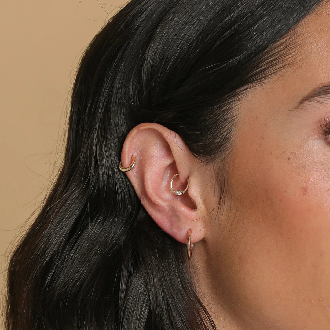 Astrid & Miyu Essential 8mm Hoop In Gold 4 Astrid & Miyu Essential 8mm Hoop In Gold