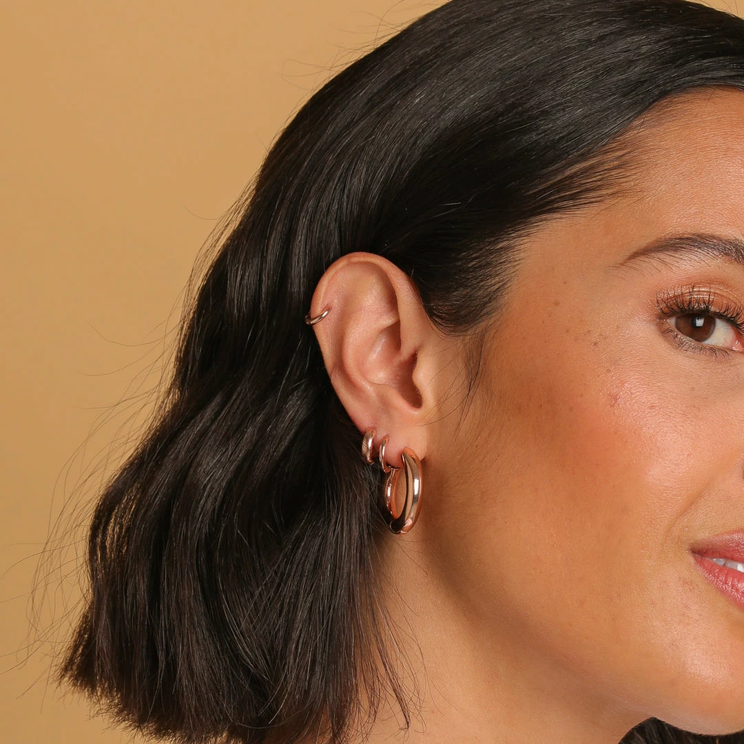 Astrid & Miyu New In Essential 8mm Hoop In Rose Gold 7 Astrid & Miyu New In Essential 8mm Hoop In Rose Gold