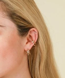 Astrid & Miyu New In Illusion Crystal Triple Hoops In Gold