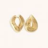 Astrid & Miyu Molten Wave Small Hoops In Gold