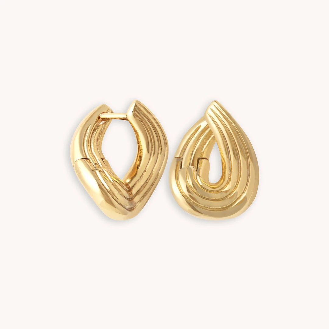 Astrid & Miyu Molten Wave Small Hoops In Gold 3 Astrid & Miyu Molten Wave Small Hoops In Gold