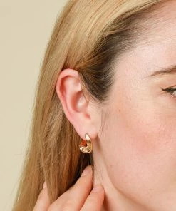 Astrid & Miyu Molten Wave Small Hoops In Gold