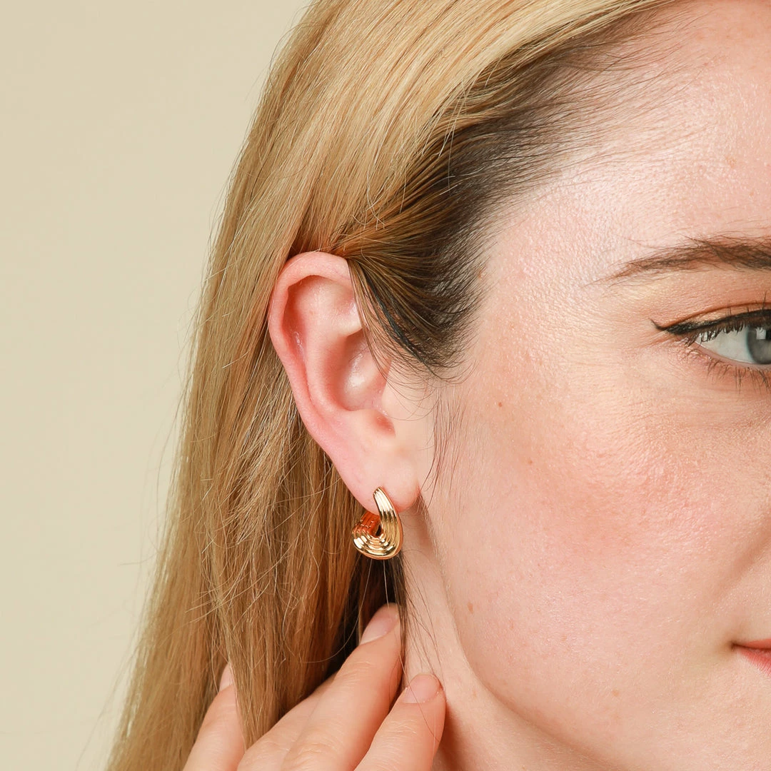 Astrid & Miyu Molten Wave Small Hoops In Gold 4 Astrid & Miyu Molten Wave Small Hoops In Gold