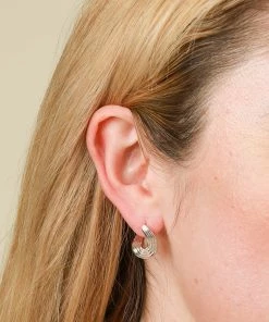 Astrid & Miyu New In Molten Wave Small Hoops In Silver