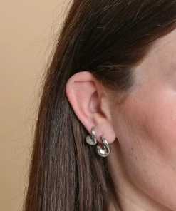 Astrid & Miyu New In Molten Wave Small Hoops In Silver