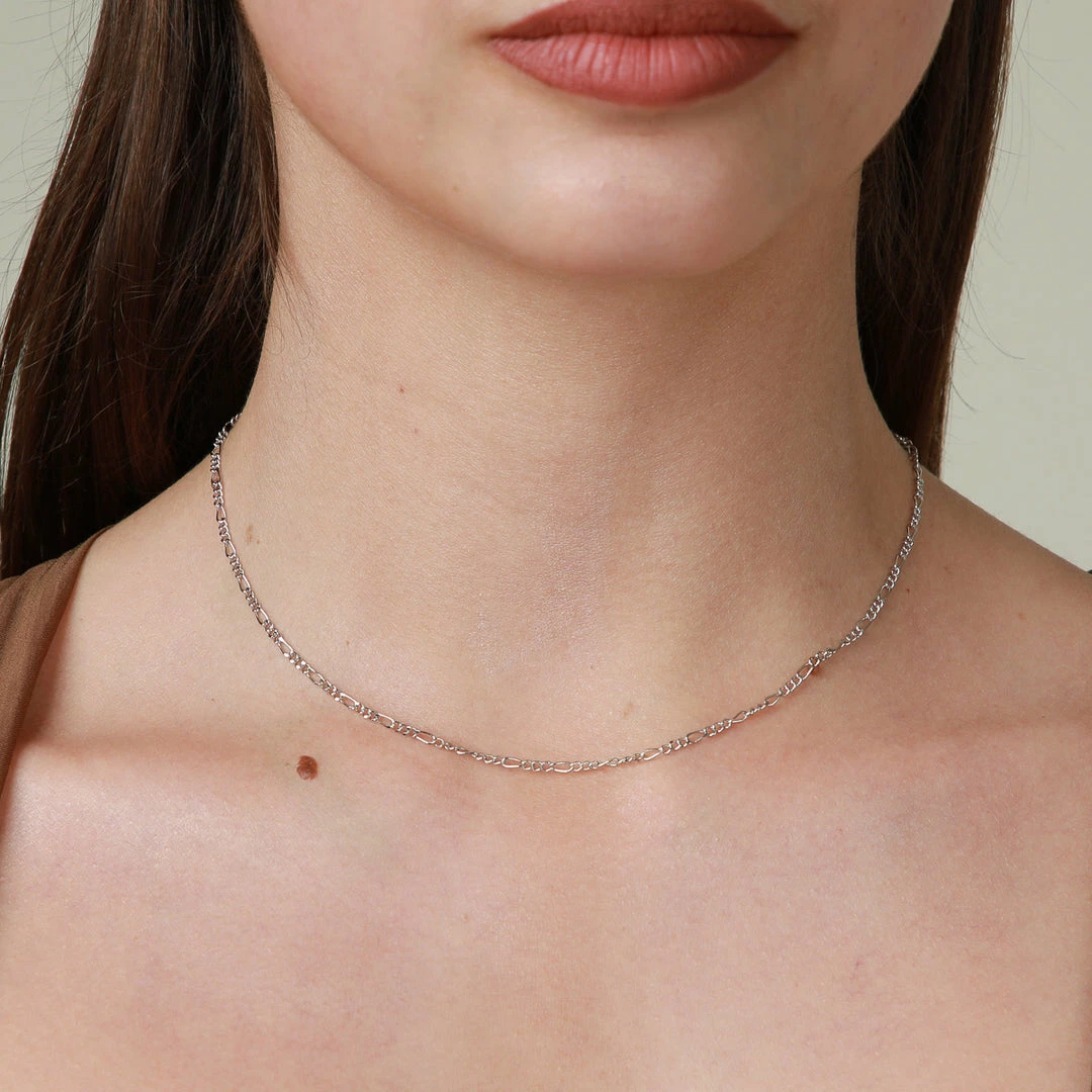 Astrid & Miyu New In Figaro Chain Necklace In Silver 4 Astrid & Miyu New In Figaro Chain Necklace In Silver