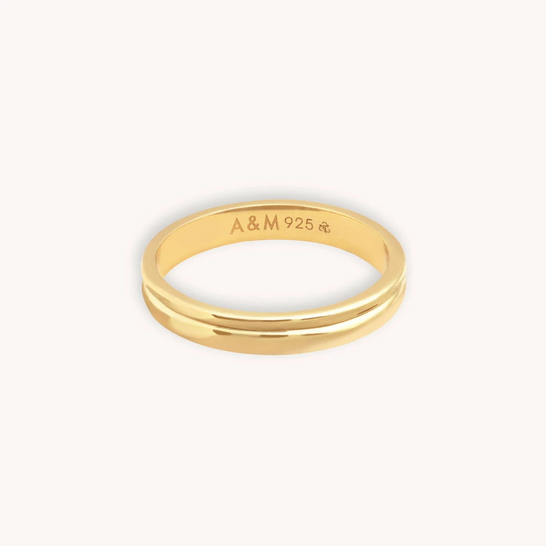 Astrid & Miyu Elevate Ridge Band Ring In Gold 3 Astrid & Miyu Elevate Ridge Band Ring In Gold