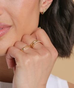 Astrid & Miyu Elevate Ridge Band Ring In Gold 9 Astrid & Miyu Elevate Ridge Band Ring In Gold