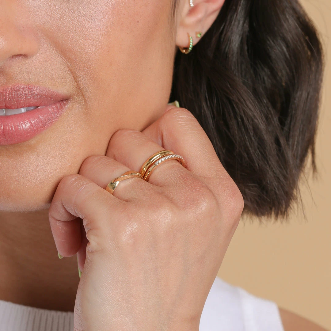 Astrid & Miyu Elevate Ridge Band Ring In Gold 6 Astrid & Miyu Elevate Ridge Band Ring In Gold