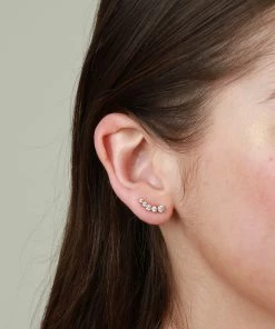 Astrid & Miyu New In Illume Crystal Climber Stud Earrings In Gold