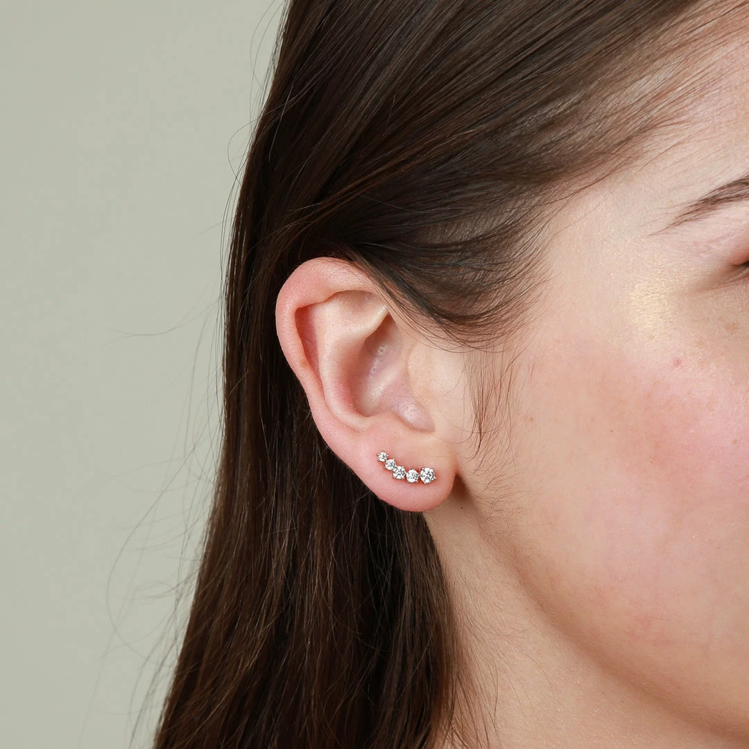 Astrid & Miyu New In Illume Crystal Climber Stud Earrings In Gold 4 Astrid & Miyu New In Illume Crystal Climber Stud Earrings In Gold