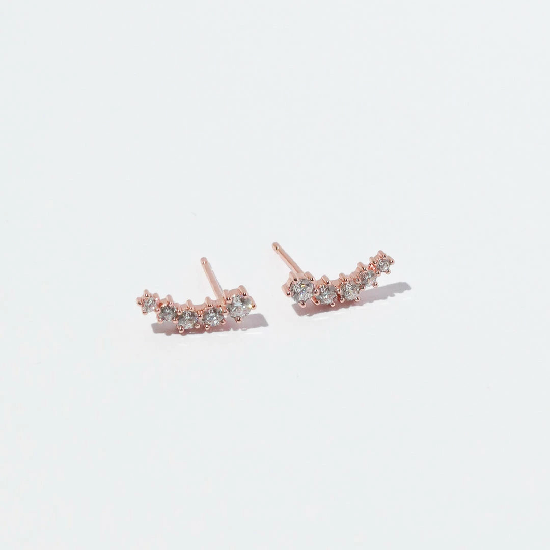 Astrid & Miyu New In Illume Crystal Climber Stud Earrings In Rose Gold 5 Astrid & Miyu New In Illume Crystal Climber Stud Earrings In Rose Gold