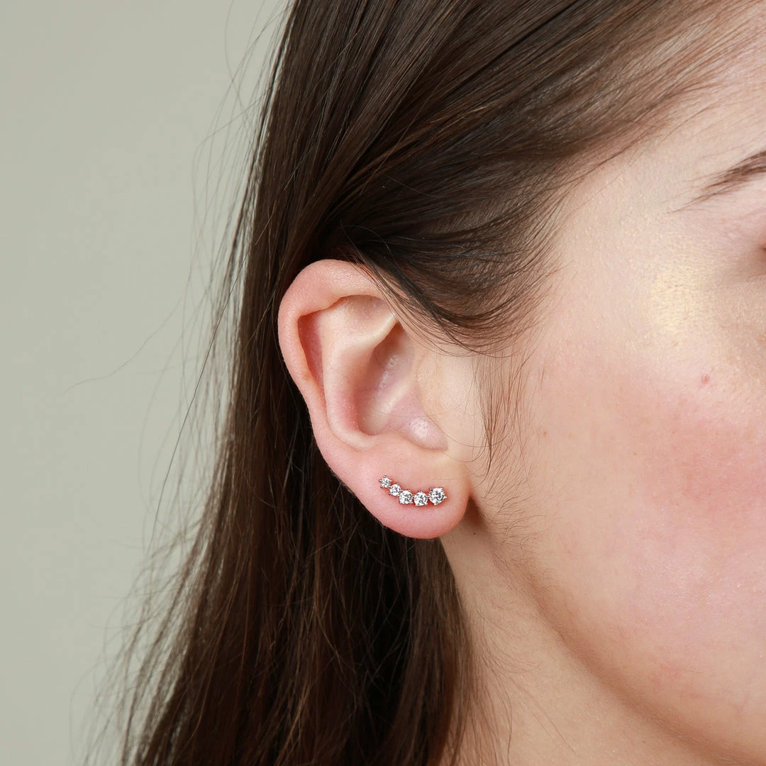 Astrid & Miyu New In Illume Crystal Climber Stud Earrings In Rose Gold 4 Astrid & Miyu New In Illume Crystal Climber Stud Earrings In Rose Gold