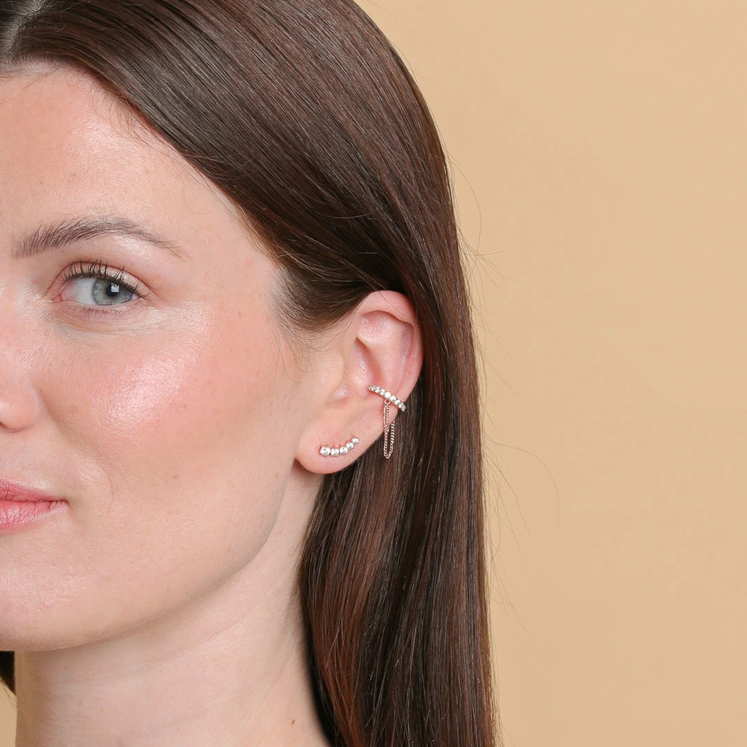 Astrid & Miyu New In Illume Crystal Climber Stud Earrings In Rose Gold 6 Astrid & Miyu New In Illume Crystal Climber Stud Earrings In Rose Gold