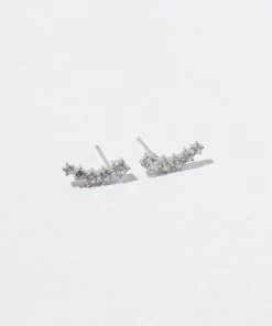 Astrid & Miyu Illume Crystal Climber Stud Earrings In Silver New In