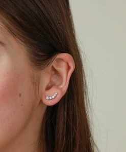 Astrid & Miyu Illume Crystal Climber Stud Earrings In Silver New In