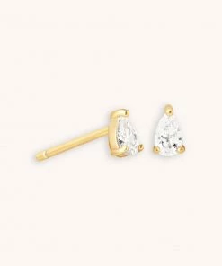 Astrid & Miyu New In Pear Crystal Stud Earrings In Gold