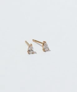 Astrid & Miyu New In Pear Crystal Stud Earrings In Gold