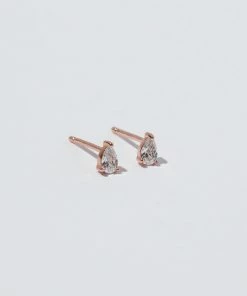 Astrid & Miyu Pear Crystal Stud Earrings In Rose Gold New In