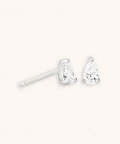 Astrid & Miyu Pear Crystal Stud Earrings In Silver