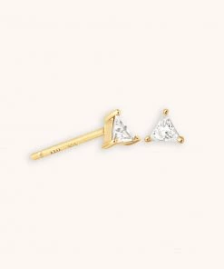 Astrid & Miyu Triangle Crystal Stud Earrings In Gold New In