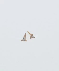 Astrid & Miyu Triangle Crystal Stud Earrings In Gold New In