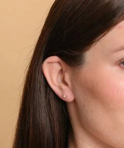 Astrid & Miyu Triangle Crystal Stud Earrings In Gold New In