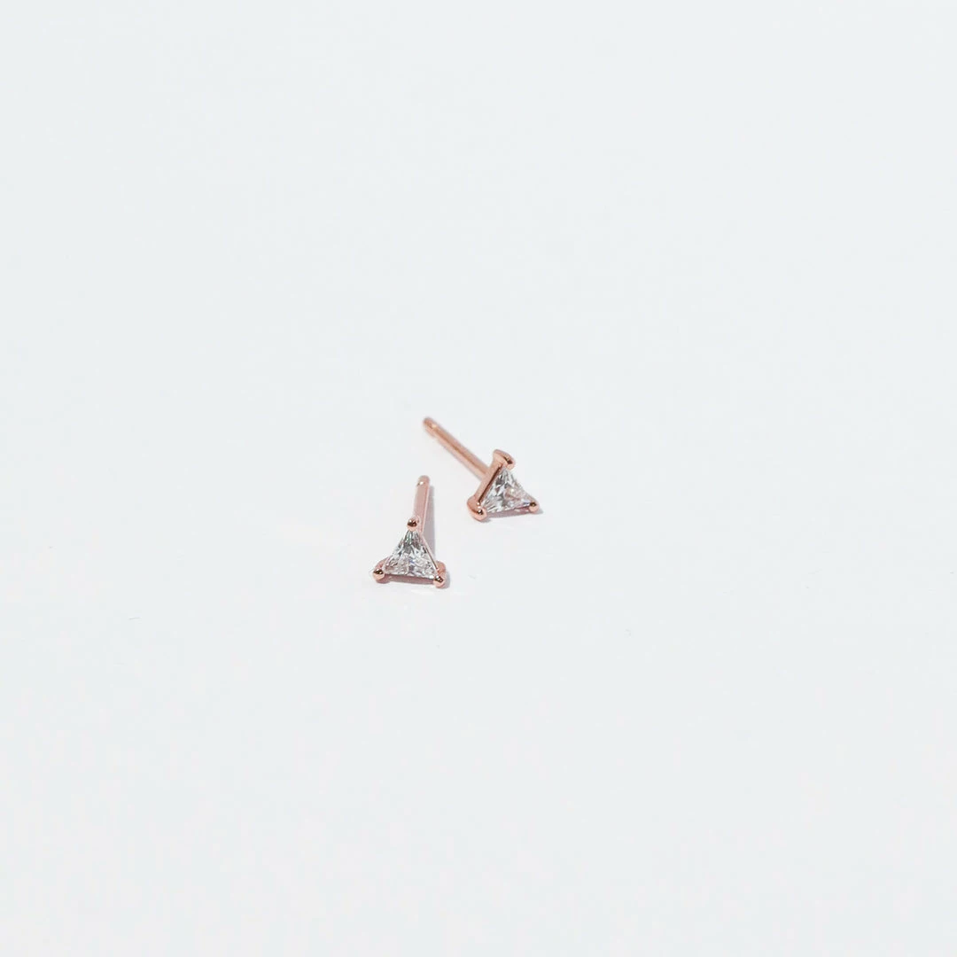 Astrid & Miyu Triangle Crystal Stud Earrings In Rose Gold New In 5 Astrid & Miyu Triangle Crystal Stud Earrings In Rose Gold New In