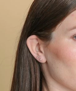 Astrid & Miyu Triangle Crystal Stud Earrings In Rose Gold New In