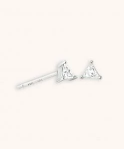 Astrid & Miyu New In Triangle Crystal Stud Earrings In Silver