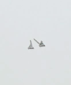 Astrid & Miyu New In Triangle Crystal Stud Earrings In Silver
