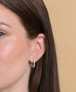 Astrid & Miyu New In Triangle Crystal Stud Earrings In Silver