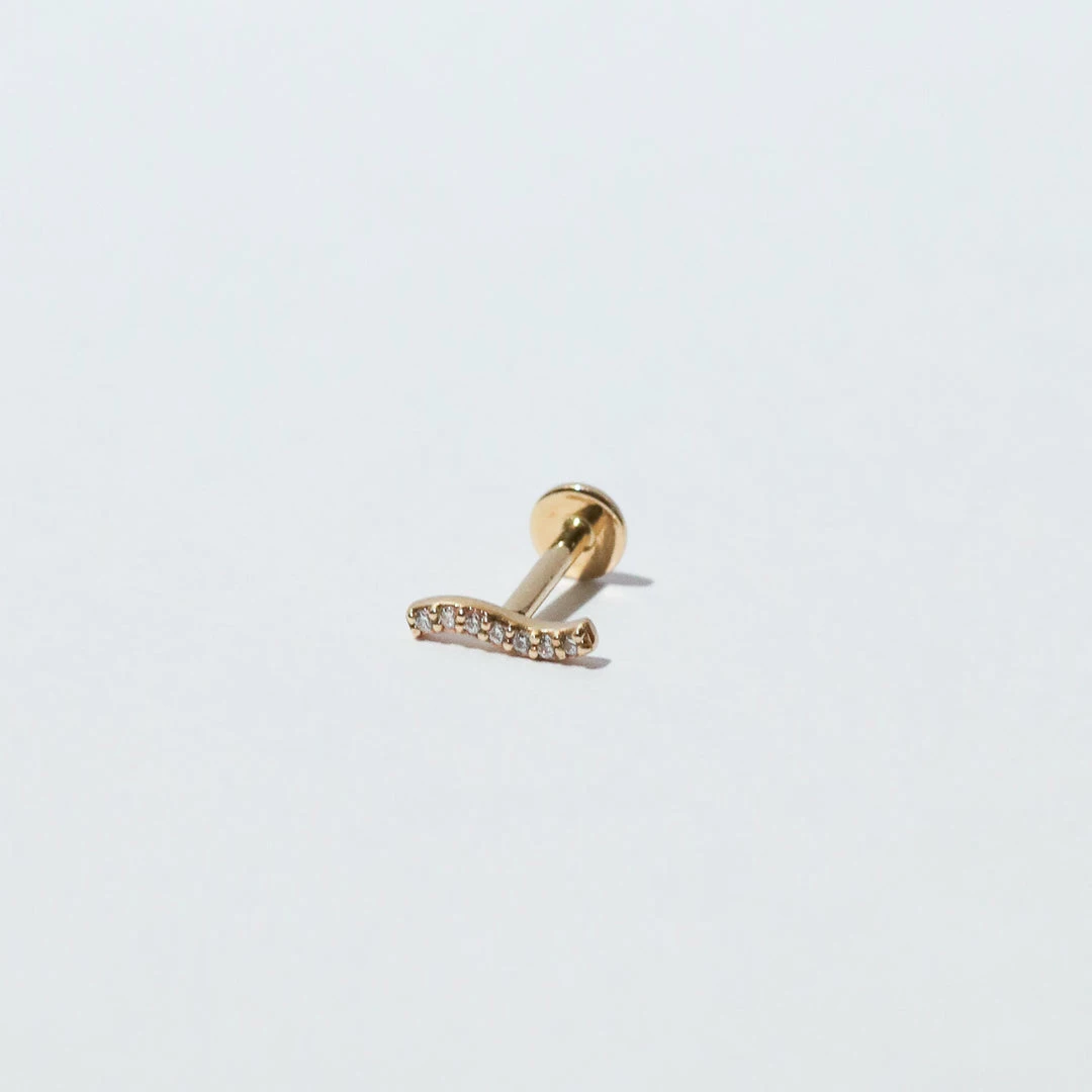 Astrid & Miyu New In Pave Wave Piercing Stud In Solid Gold 5 Astrid & Miyu New In Pave Wave Piercing Stud In Solid Gold