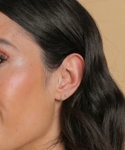 Astrid & Miyu New In Pave Wave Piercing Stud In Solid Gold