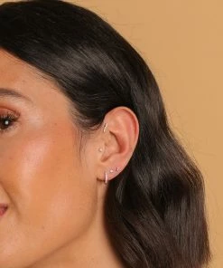 Astrid & Miyu Pave Wave Piercing Stud In Solid White Gold New In