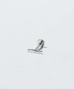 Astrid & Miyu Wave Piercing Stud In Solid White Gold 7 Astrid & Miyu Wave Piercing Stud In Solid White Gold