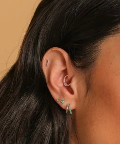 Astrid & Miyu Wave Piercing Stud In Solid White Gold