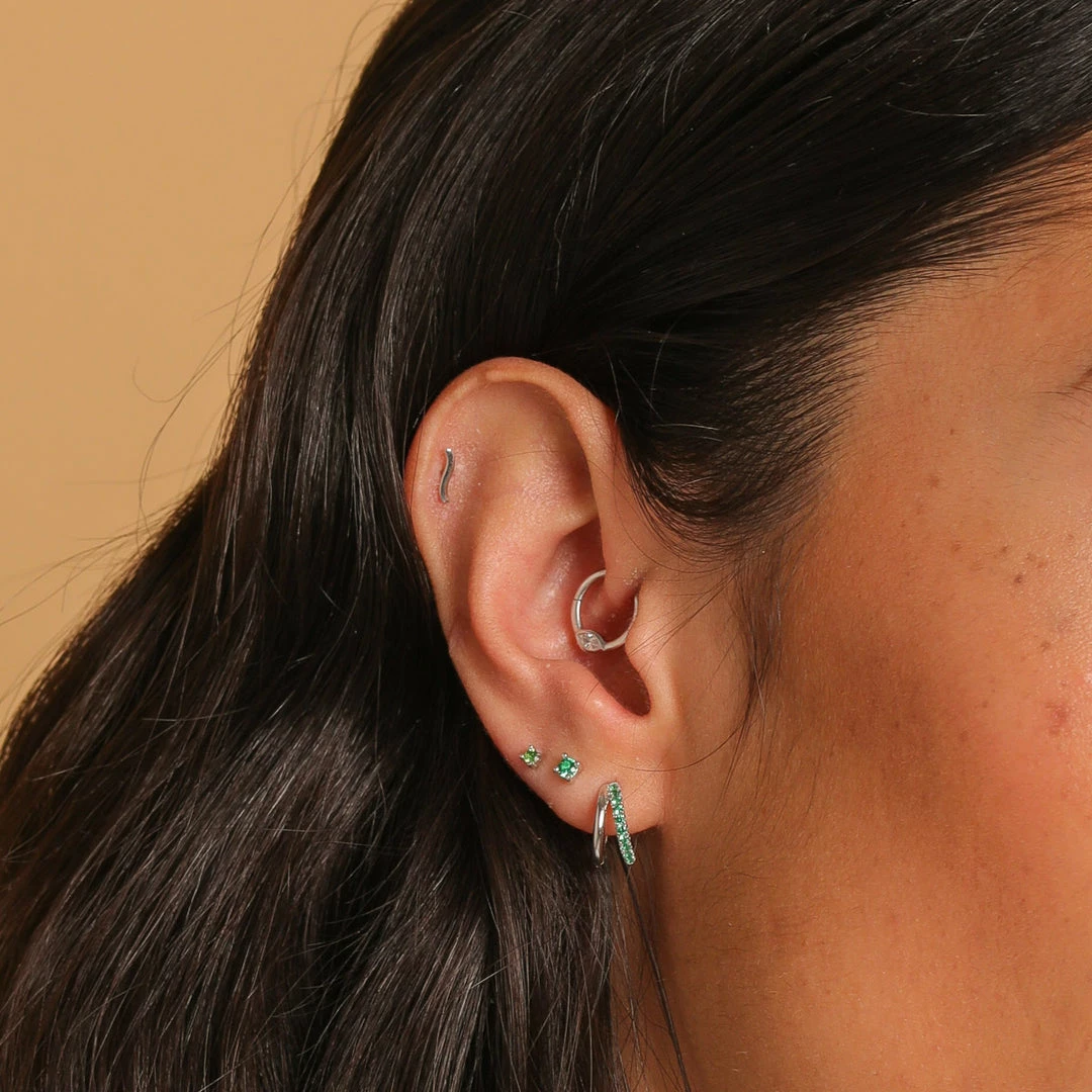 Astrid & Miyu Wave Piercing Stud In Solid White Gold 4 Astrid & Miyu Wave Piercing Stud In Solid White Gold