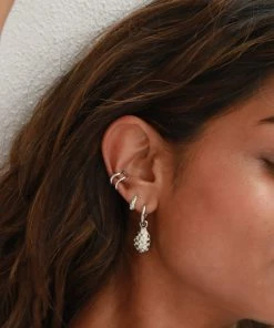 Astrid & Miyu New In Checkerboard Huggies In Silver 11 Astrid & Miyu New In Checkerboard Huggies In Silver